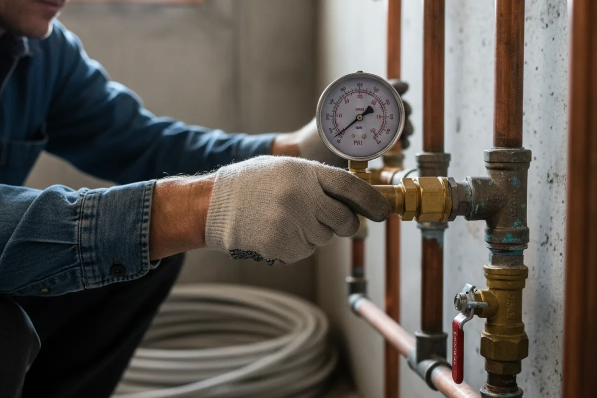 Pressure testing a repaired line during Water Line Repair in Capon Springs